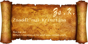 Zsadányi Krisztina névjegykártya